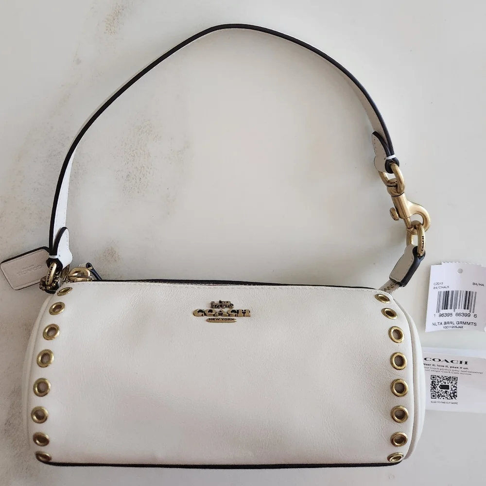 Coach Nolita Mini Barrel Bag In Chalk White - Picture 13 of 16